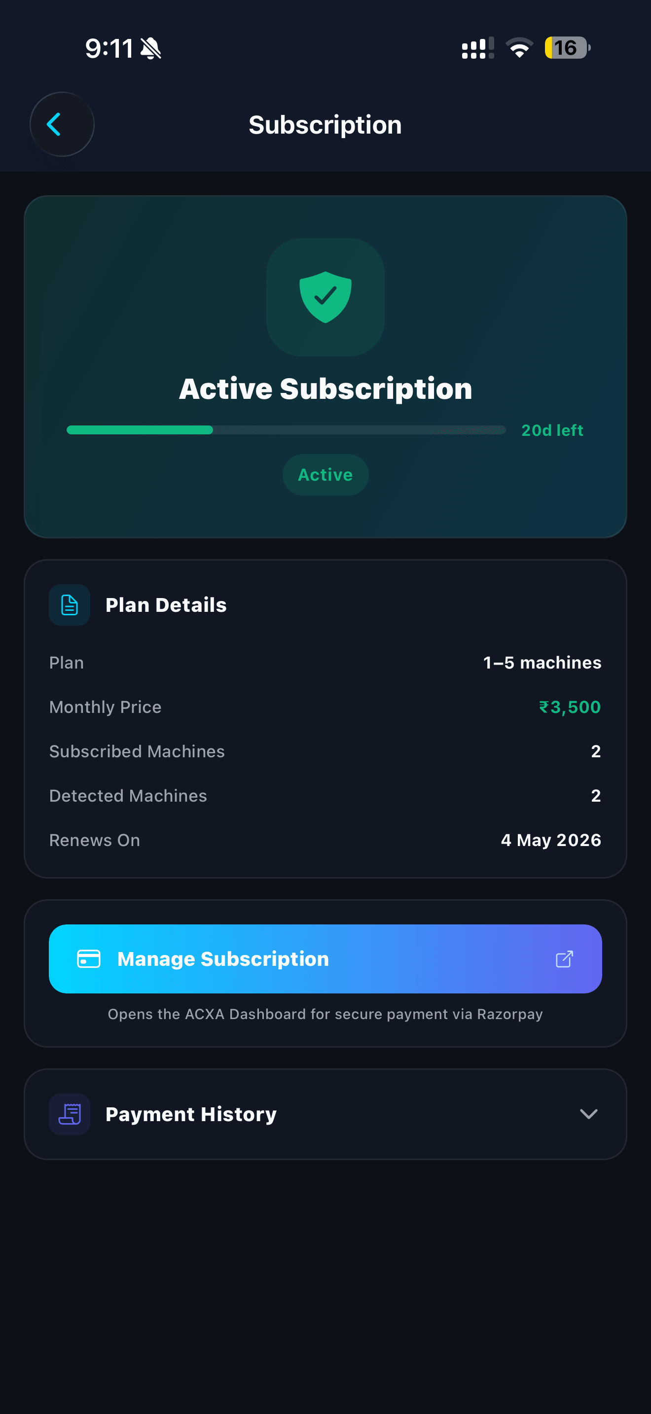 ACXA App - Subscription